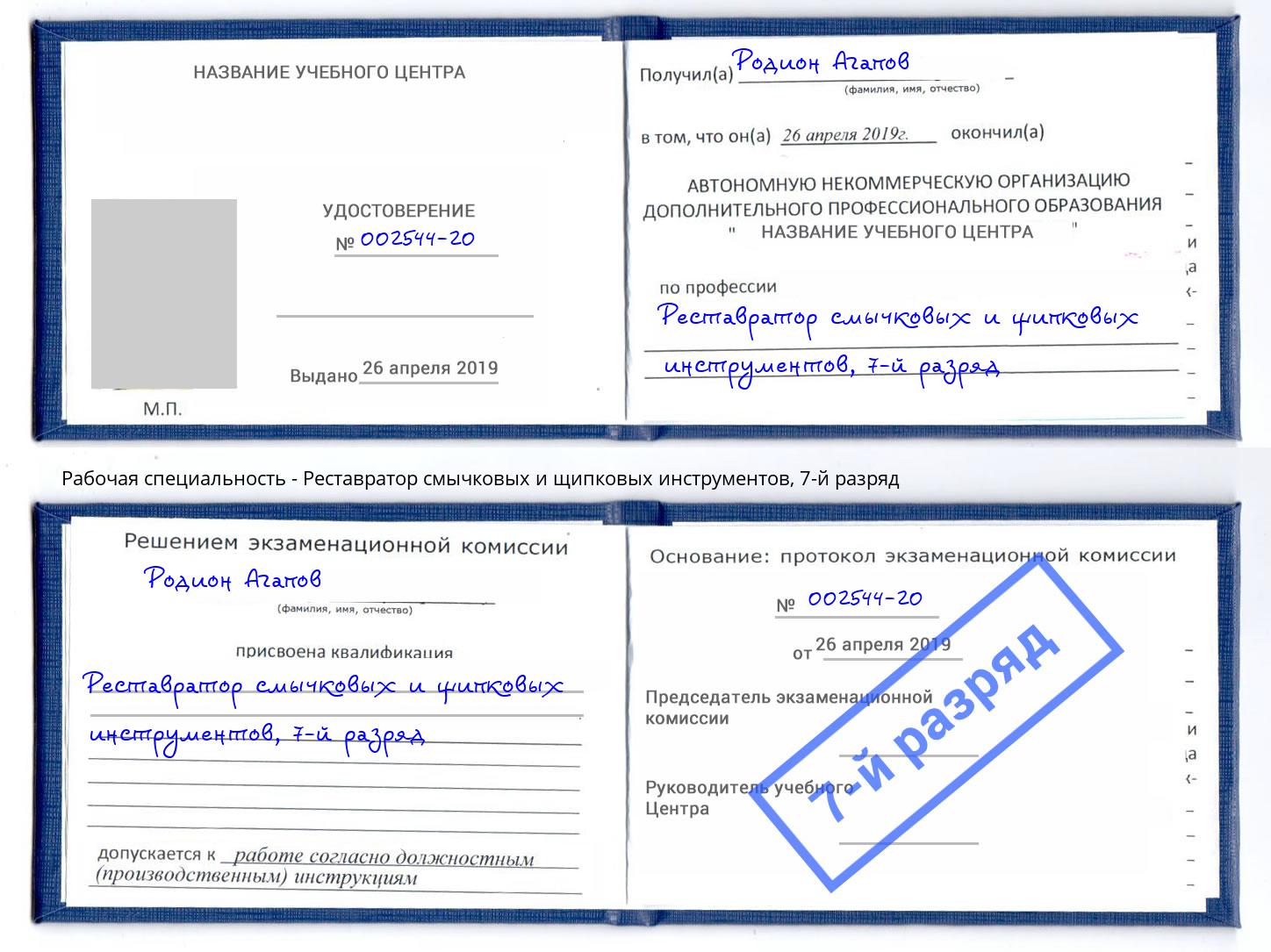 корочка 7-й разряд Реставратор смычковых и щипковых инструментов Воронеж